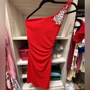 Macy's Vibrant Red One-Shoulder Dress